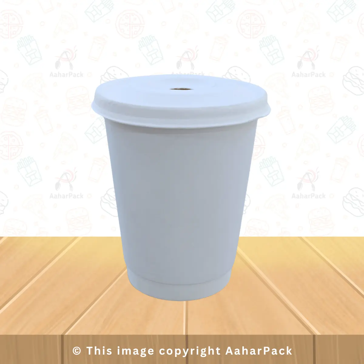 250 ML (8OZ) Double Wall White Paper Cup With Bagasse Flat With Straw Cut Lid Pack Of 1000 Pcs