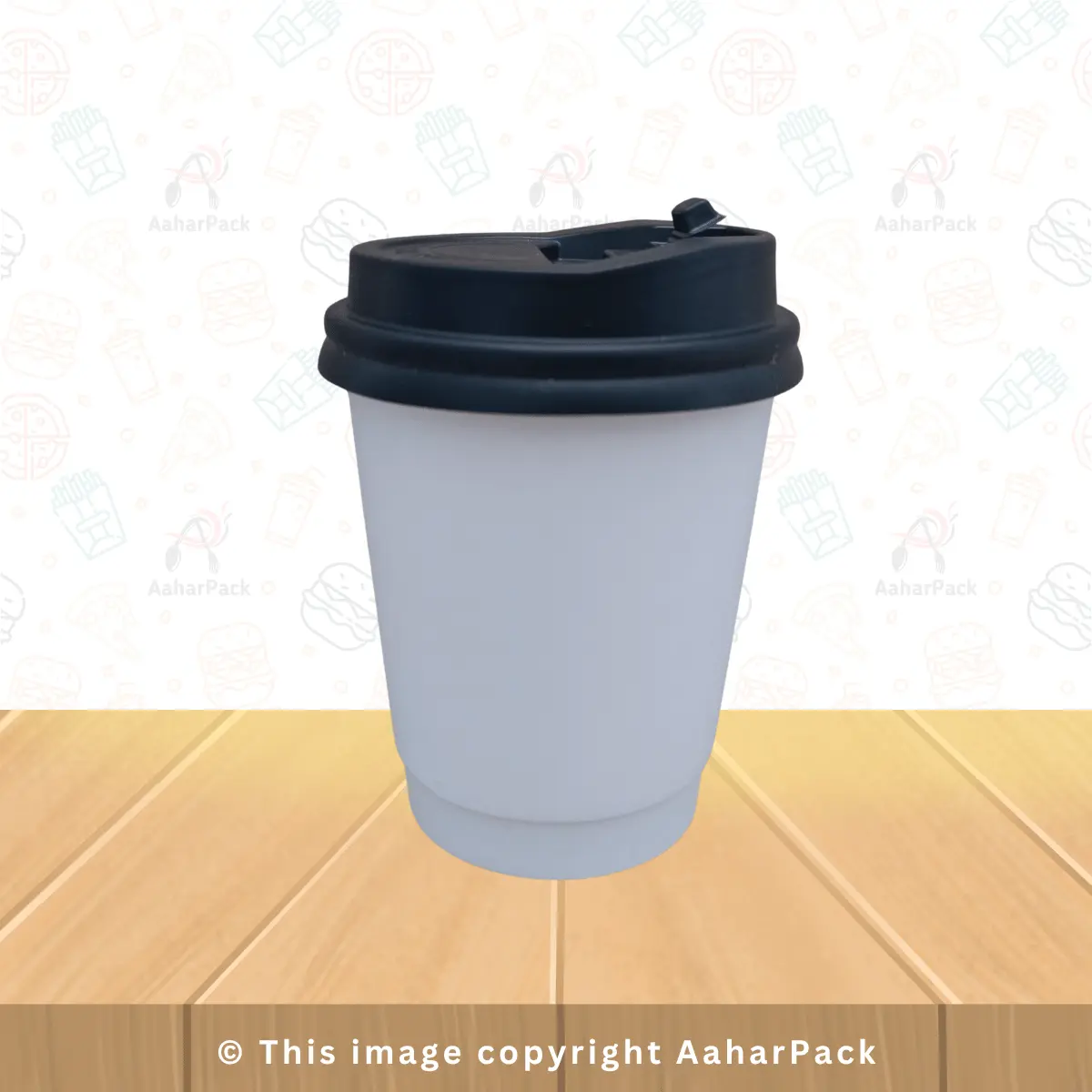 250 ML (8OZ) Double Wall White Paper Cup With Plastic Black Sipper Lid Pack Of 1000 Pcs