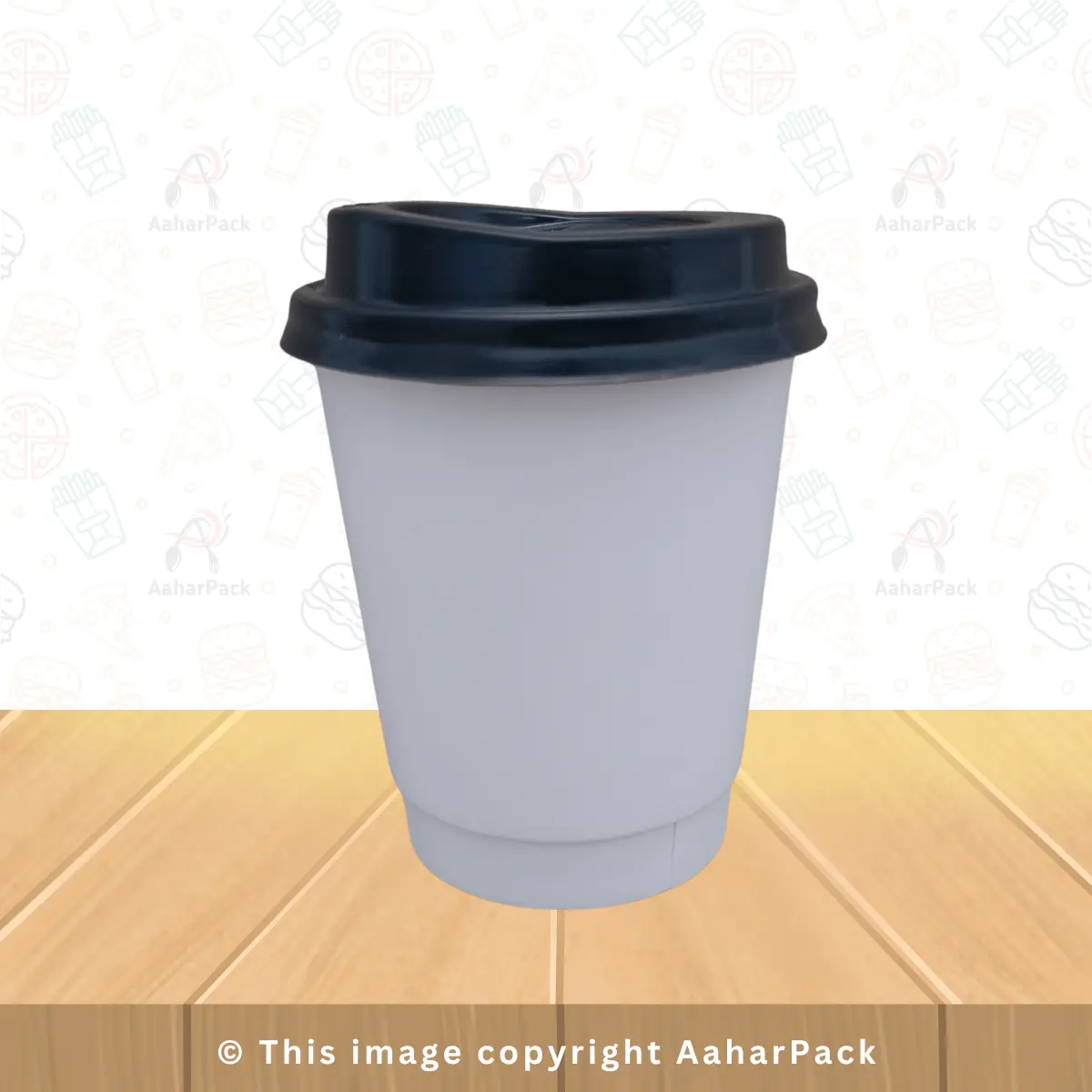 250 ML (8OZ) Double Wall White Paper Cup With Plastic Black Sipper Lid Pack Of 1000 Pcs