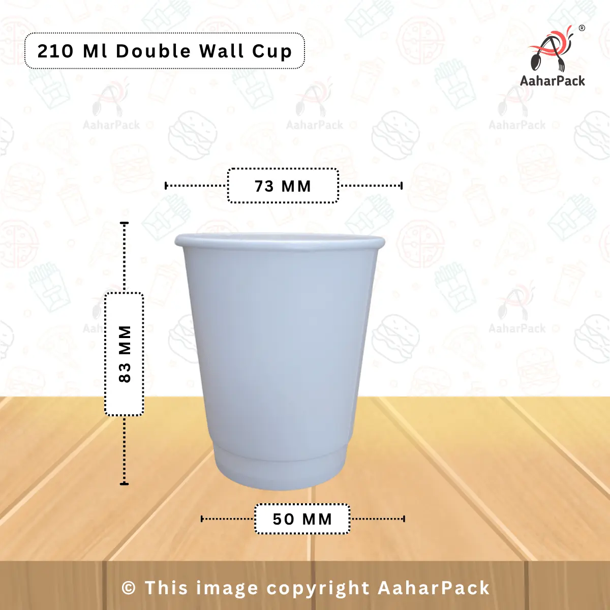 210 ML (7OZ) Double Wall White Paper Cup With Paper Flat Lid  Pack Of 1000 Pcs