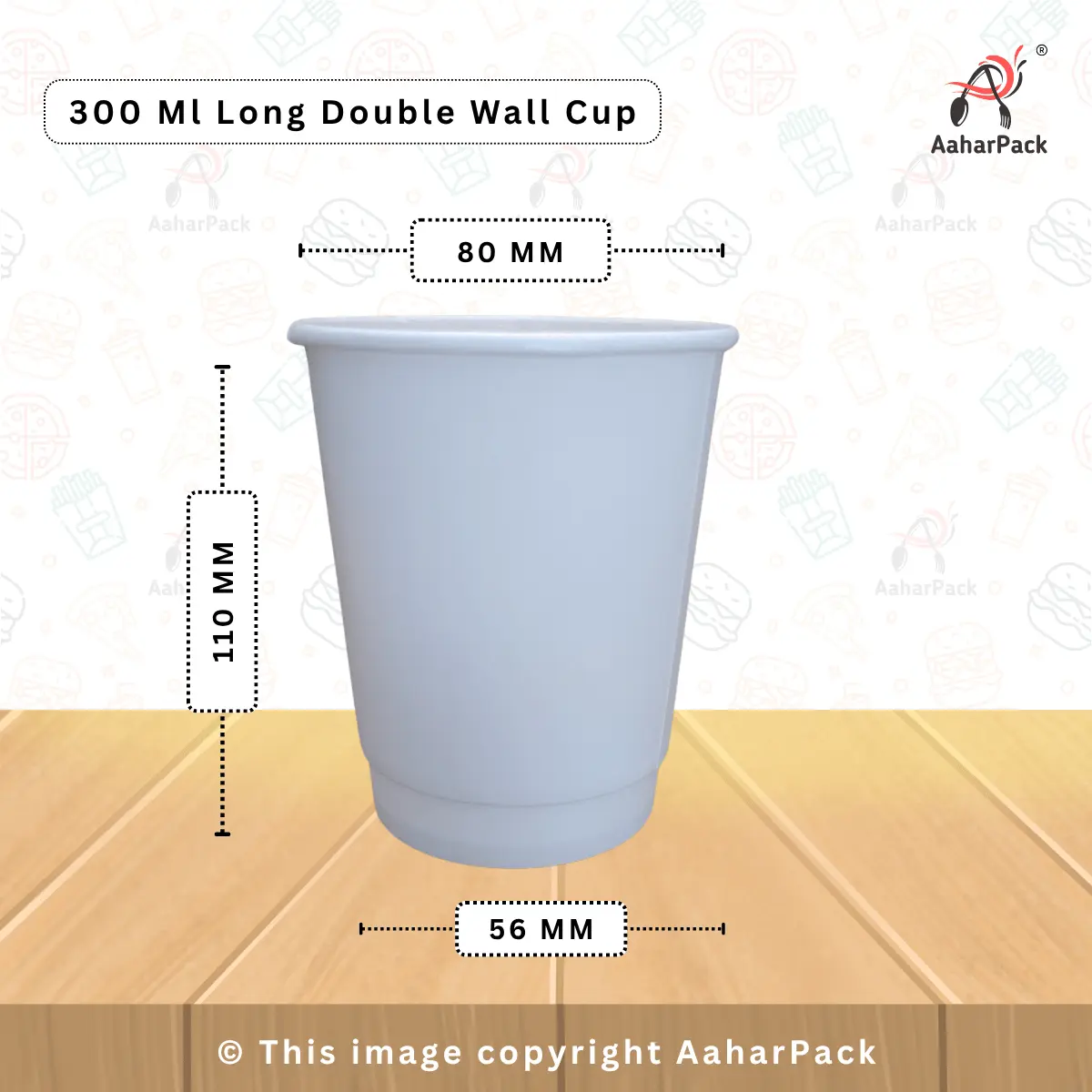 300 ML Long Double Wall White Paper Cup With Lockable Black Sipper Lid– Pack of 1000 Pcs