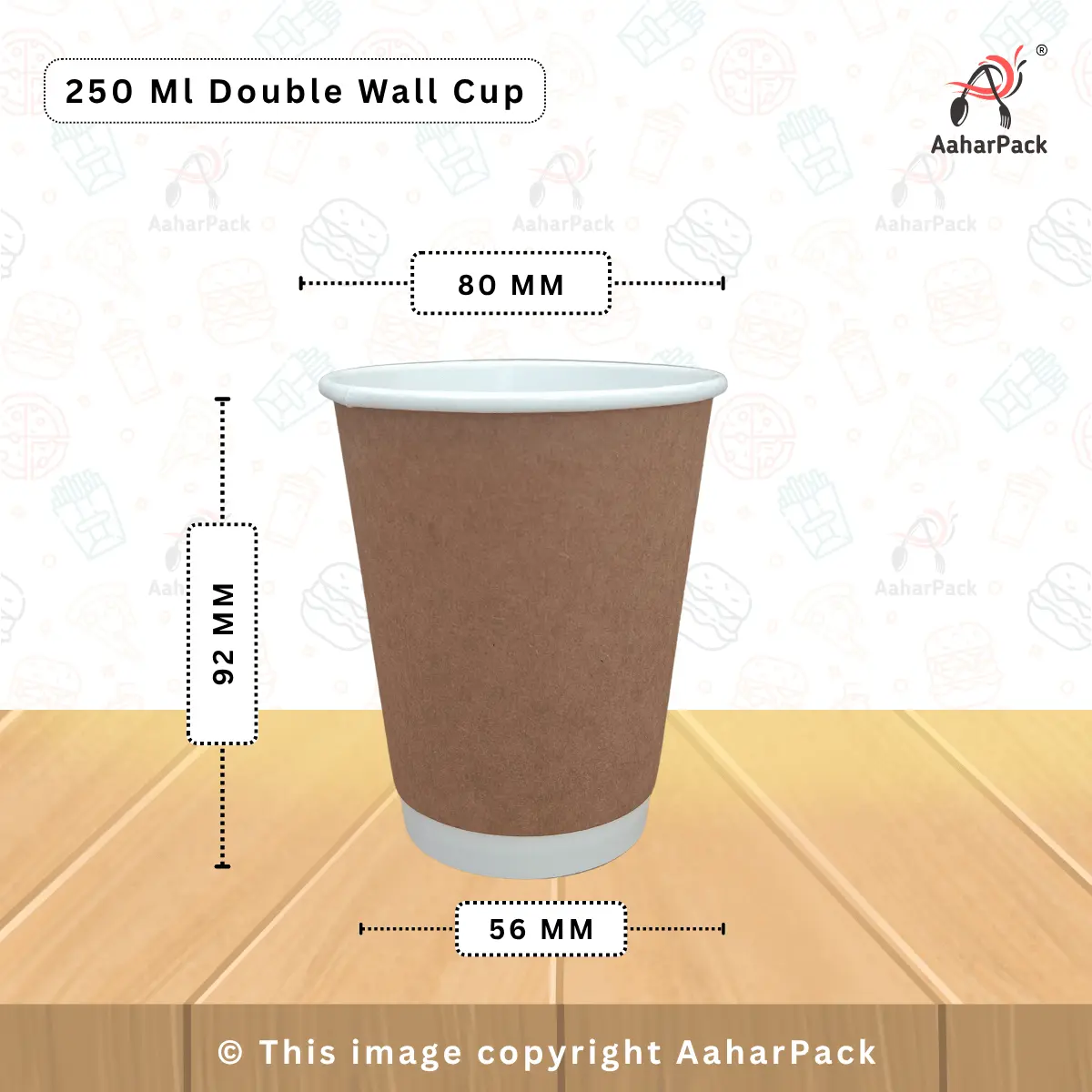 250 ML (8OZ) Double Wall Kraft Paper Cup With Dome Lid Pack Of 1000 Pcs