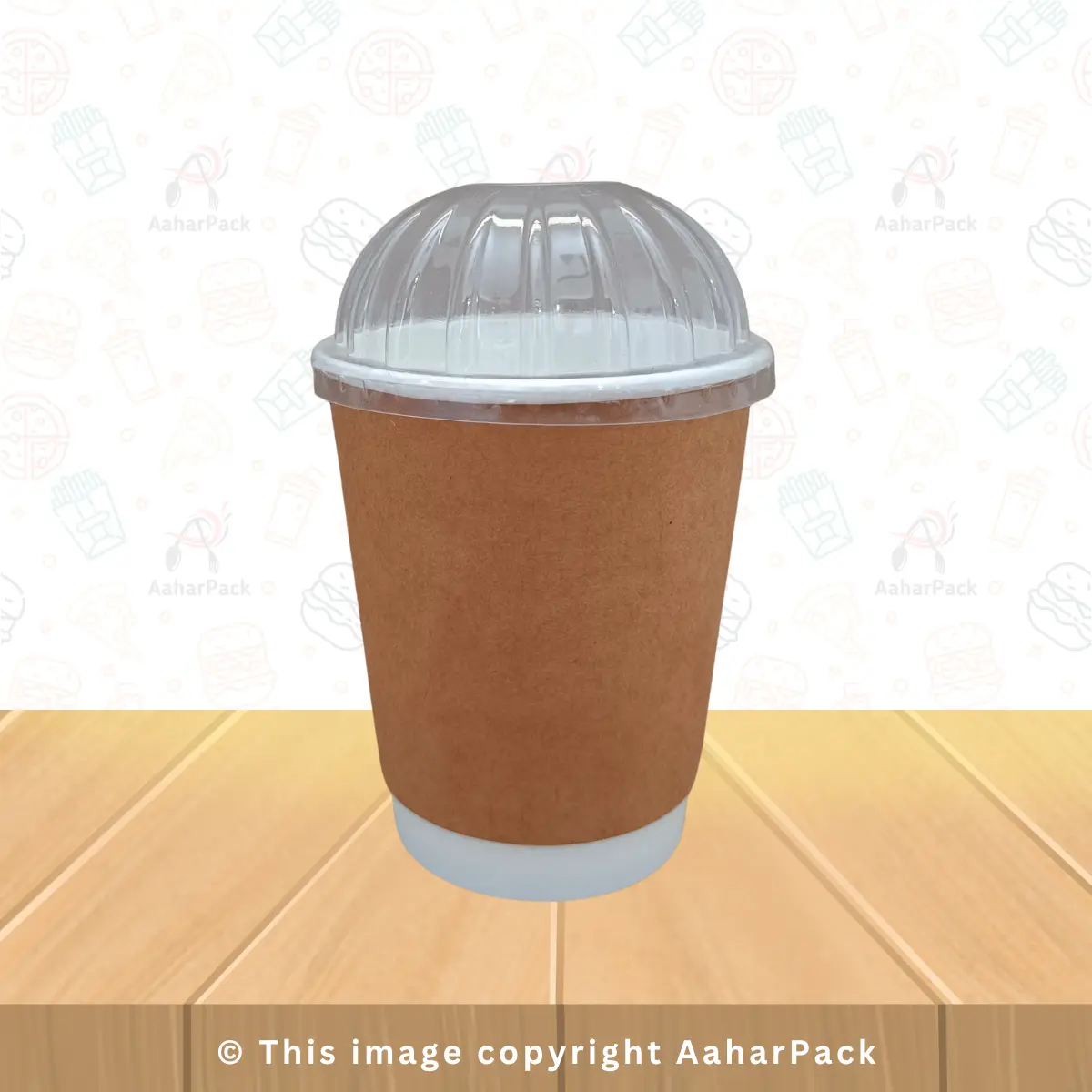 250 ML (8OZ) Double Wall Kraft Paper Cup With Dome Lid Pack Of 1000 Pcs