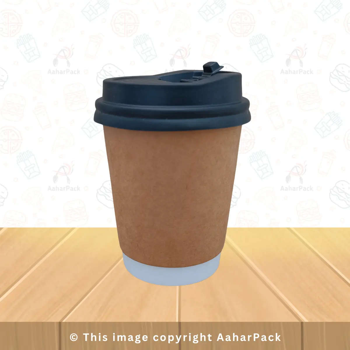 250 ML (8OZ) Double Wall Kraft Paper Cup With Locable Black Sipper Lid Pack Of 1000 Pcs