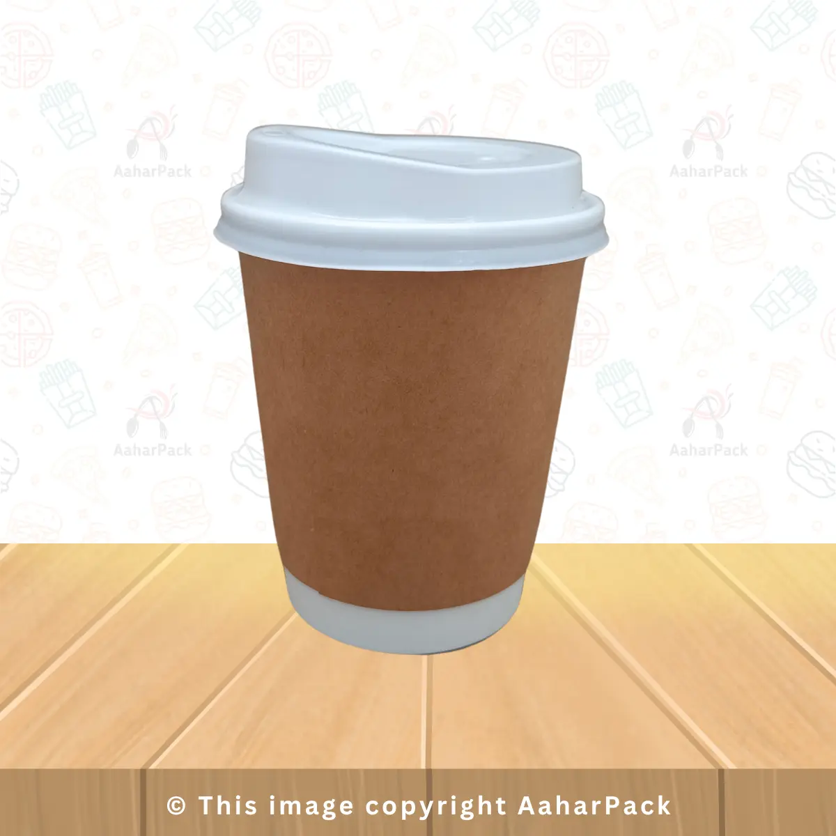 250 ML (8OZ) Double Wall Kraft Paper Cup With Plastic White Sipper Lid Pack Of 1000 Pcs