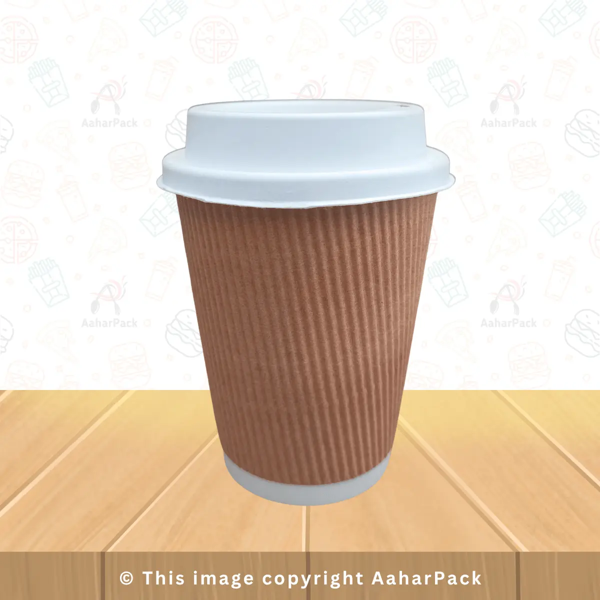 250 ML (8oz) Ripple Wall Kraft Paper Cups With Bagasse Sipper Lid Pack of 1000 Pcs
