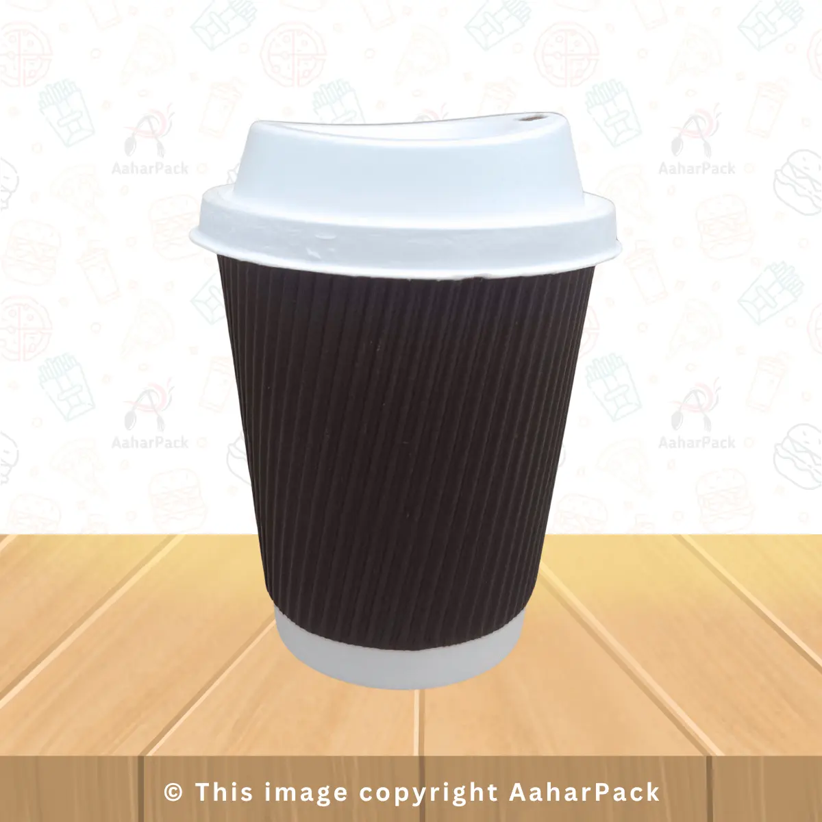 480 ML (16oz) Ripple Wall Black Paper Cups With Bagasse Sipper Lid – Pack of 1000 Pcs