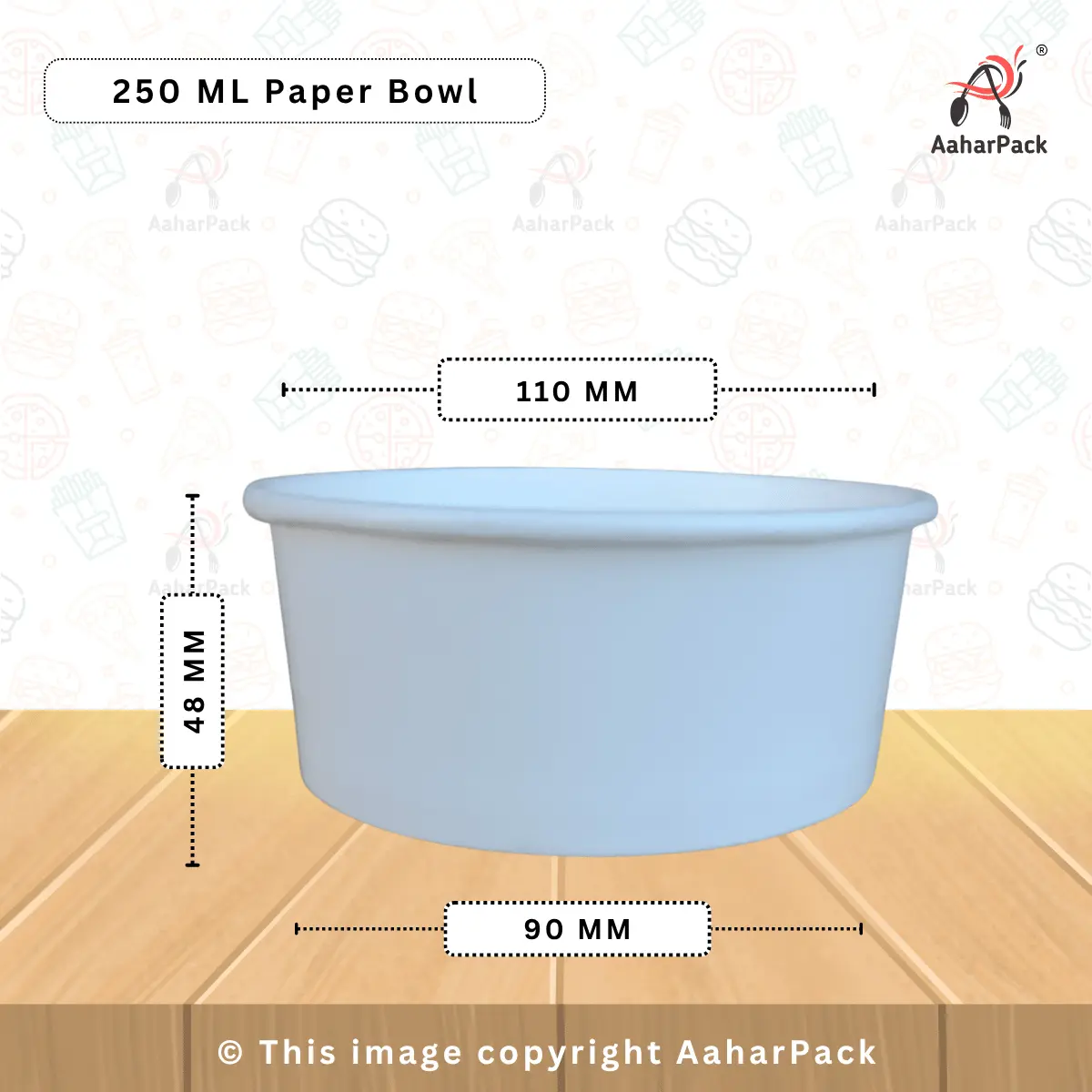 250 ML White Paper Bowls with Paper Lids – Pack of 1000 | 100% Eco-Friendly, Plastic-Free Disposable Bowls for Hot & Cold Food