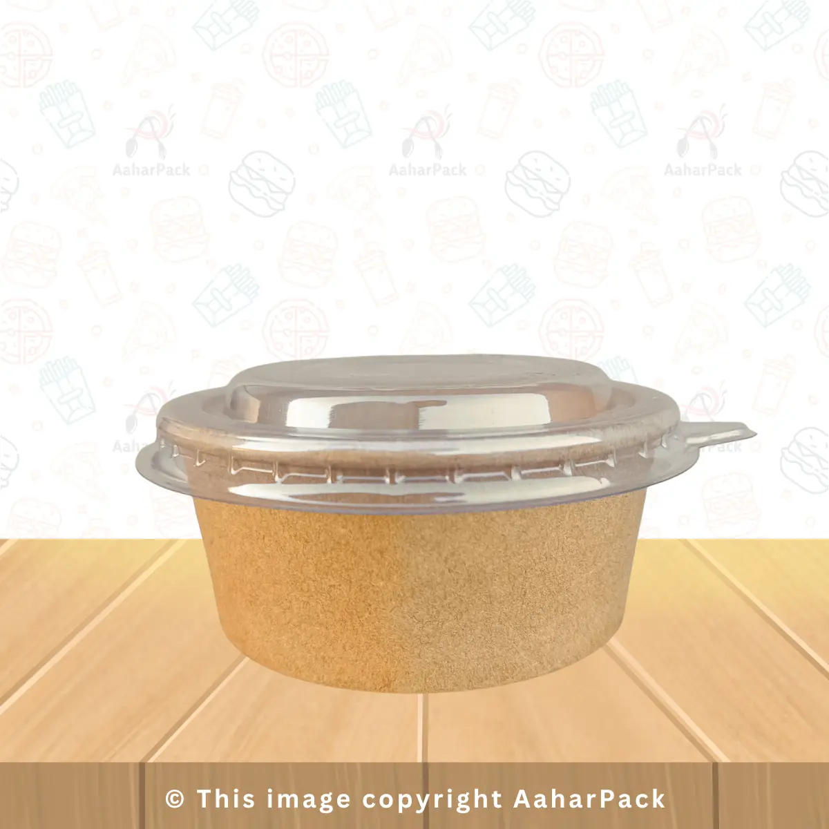 200 ML Kraft Paper Bowls with Plastic Flat Lids – Pack of 1000 | Eco-Friendly Disposable Food Containers for Delivery & Takeaway