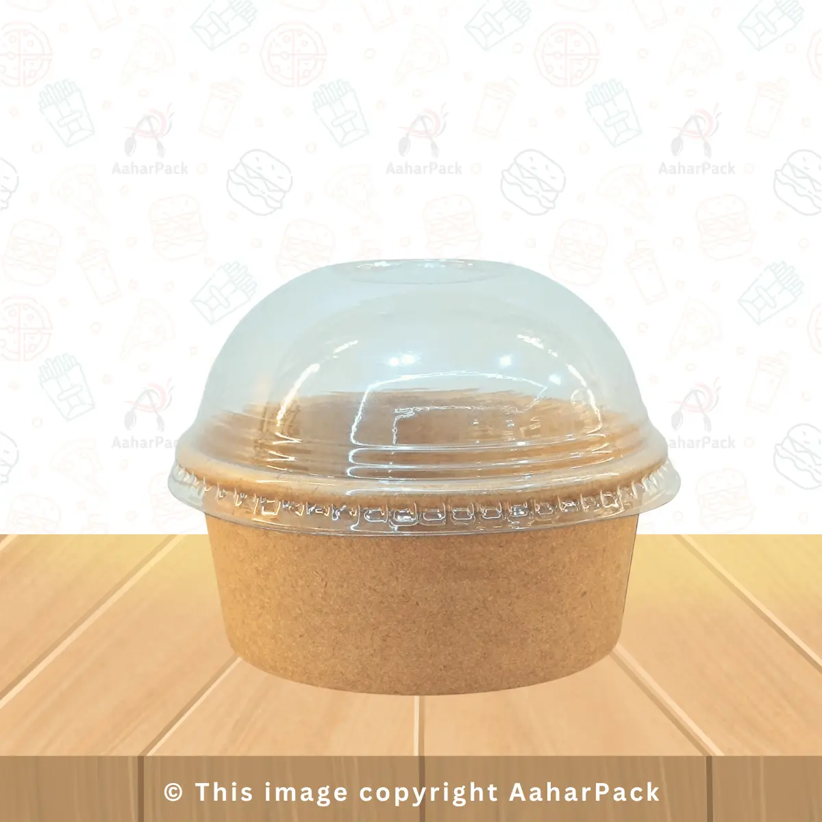 200 ML Kraft Paper Bowls with Dome Lids – Pack of 1000 | Eco-Friendly Disposable Containers for Sweets, Snacks, Chutneys & Takeaway