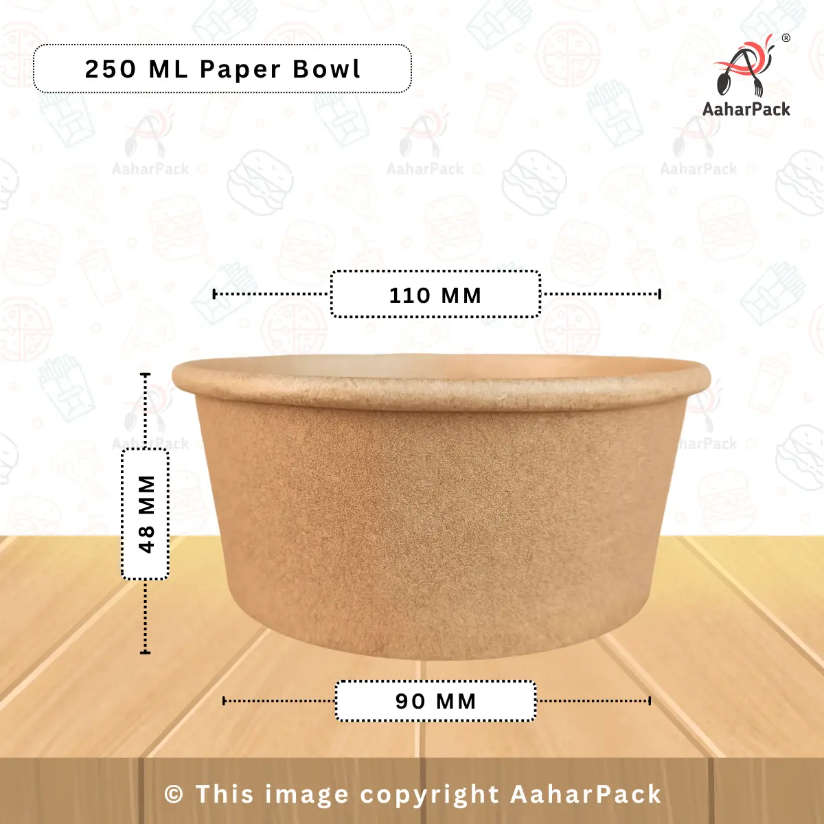 250 ML Kraft Paper Bowls with Paper Lids – Pack of 1000 |  Eco-Friendly Packaging for Dry Snacks, Sweets, and Takeaway