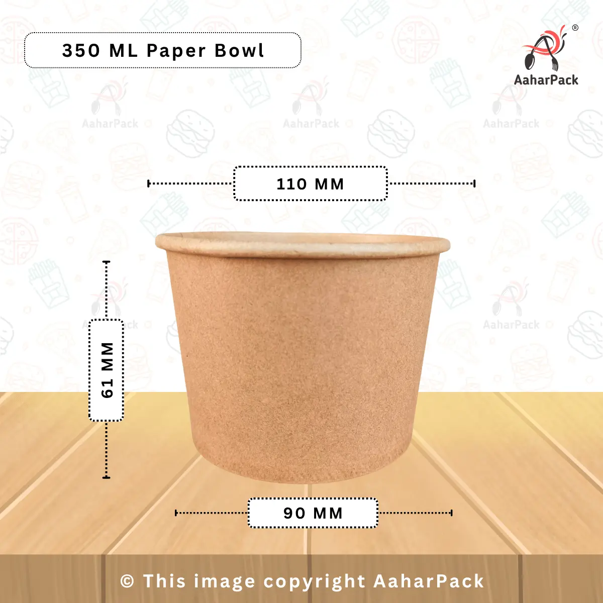 350 ml Kraft Paper Bowls – Eco-Friendly Disposable Bowls | Pack of 1000 | Food Grade, Leakproof