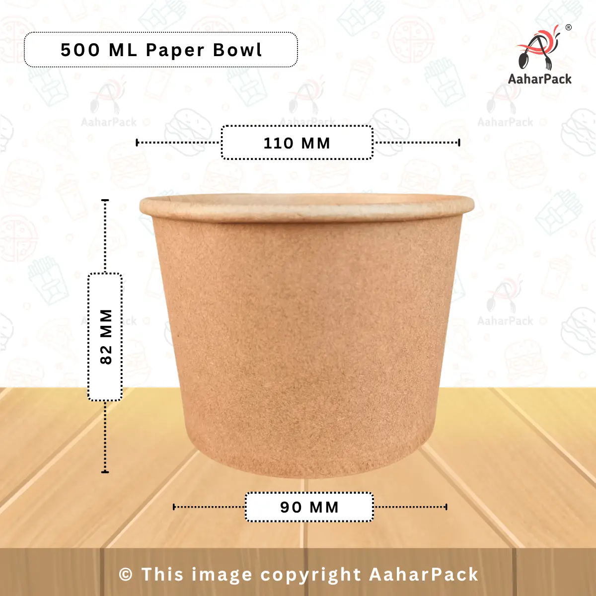 500 ml Kraft Paper Bowls – Disposable, Eco-Friendly Food Containers | Pack of 1000 | Leakproof & Food Grade