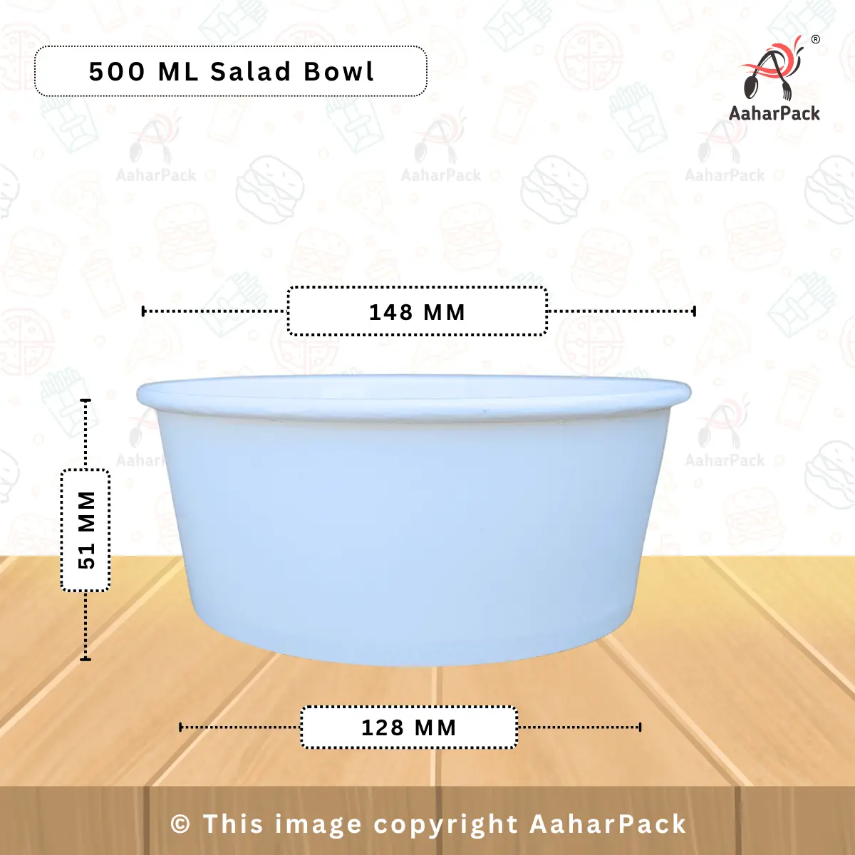 500 ML White Paper Salad Bowl – Disposable Food Container (Pack of 500)