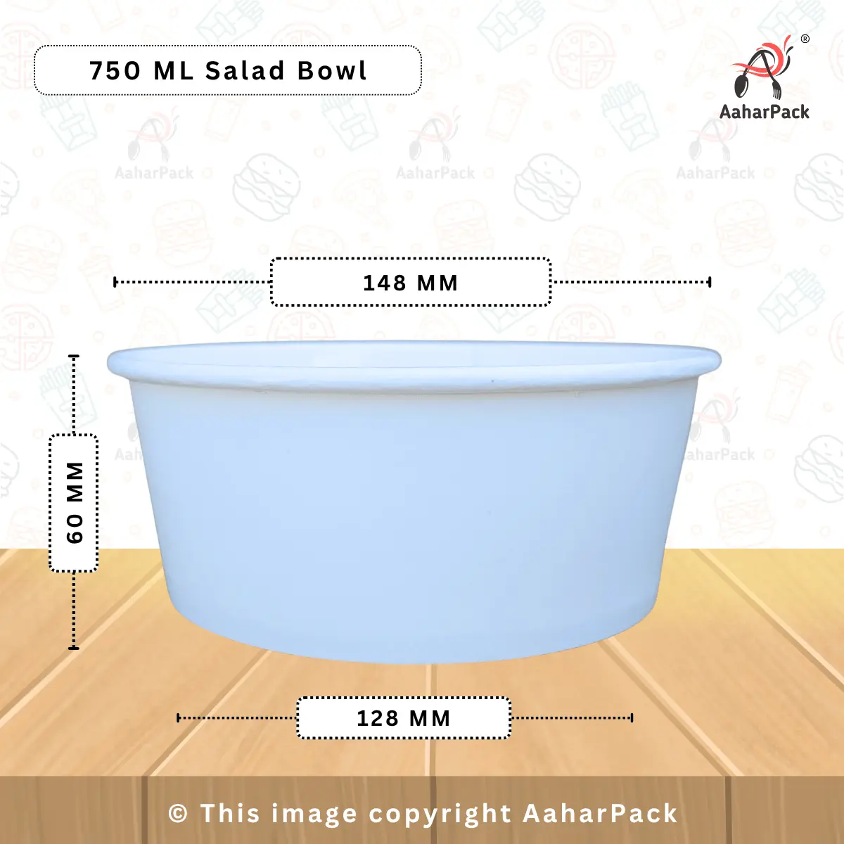 750 ML White Paper Salad Bowls with PP Lids – Pack of 1000 | Leak-Proof Disposable Bowls for Takeaway Meals, Salads, and Hot Food Delivery