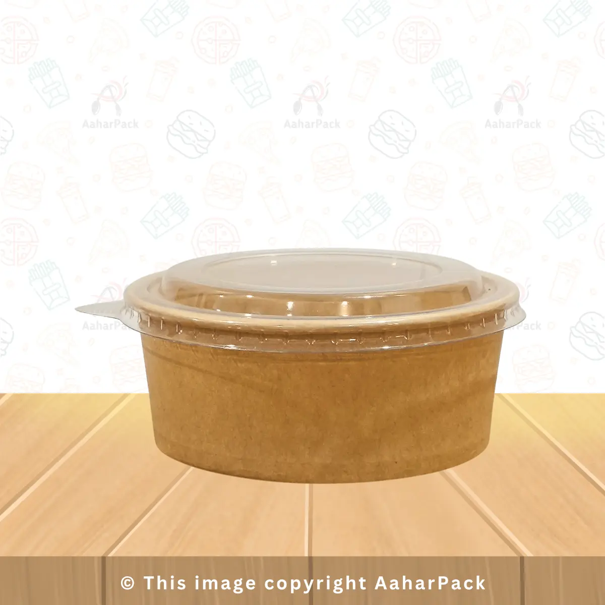 500 ML Kraft Paper Salad Bowls with PET Lids – Pack of 1000 | Eco-Friendly Leakproof Bowls for Salads, Rice Bowls & Takeaway Meals