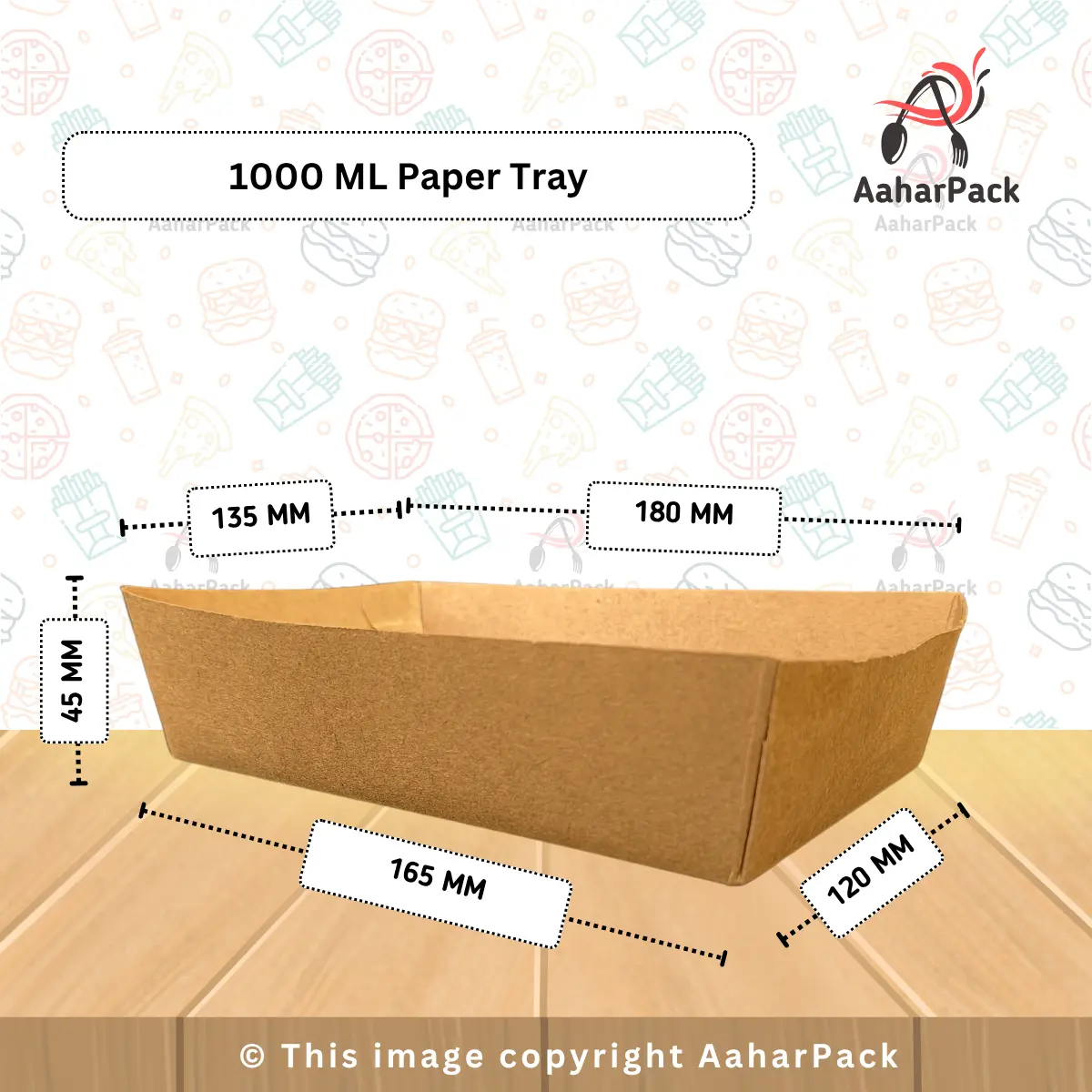 1000 ML Kraft Boat Paper Tray – Large Eco-Friendly Disposable Tray for Meals & Takeaway (Pack of 500 Pcs)