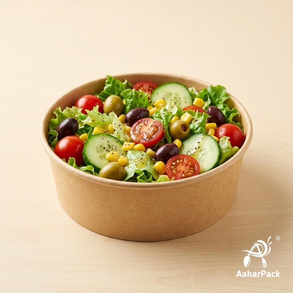500 ML Kraft Paper Salad Bowls Without Lid (Pack of 200) - Brown Disposable Takeaway Food Containers | Leak-Proof, Eco-Friendly, Microwave Safe Bowls for Restaurant, Meal Prep & Catering