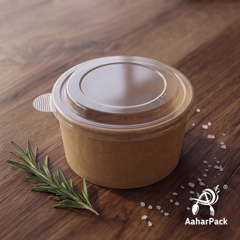 750 ML Kraft Paper Salad Bowls with Clear PET Lids (Pack of 150) - Large Disposable Brown Takeaway Food Containers | Eco-Friendly, Leak-Proof Packaging for Salads, Poke Bowls & Meal Prep