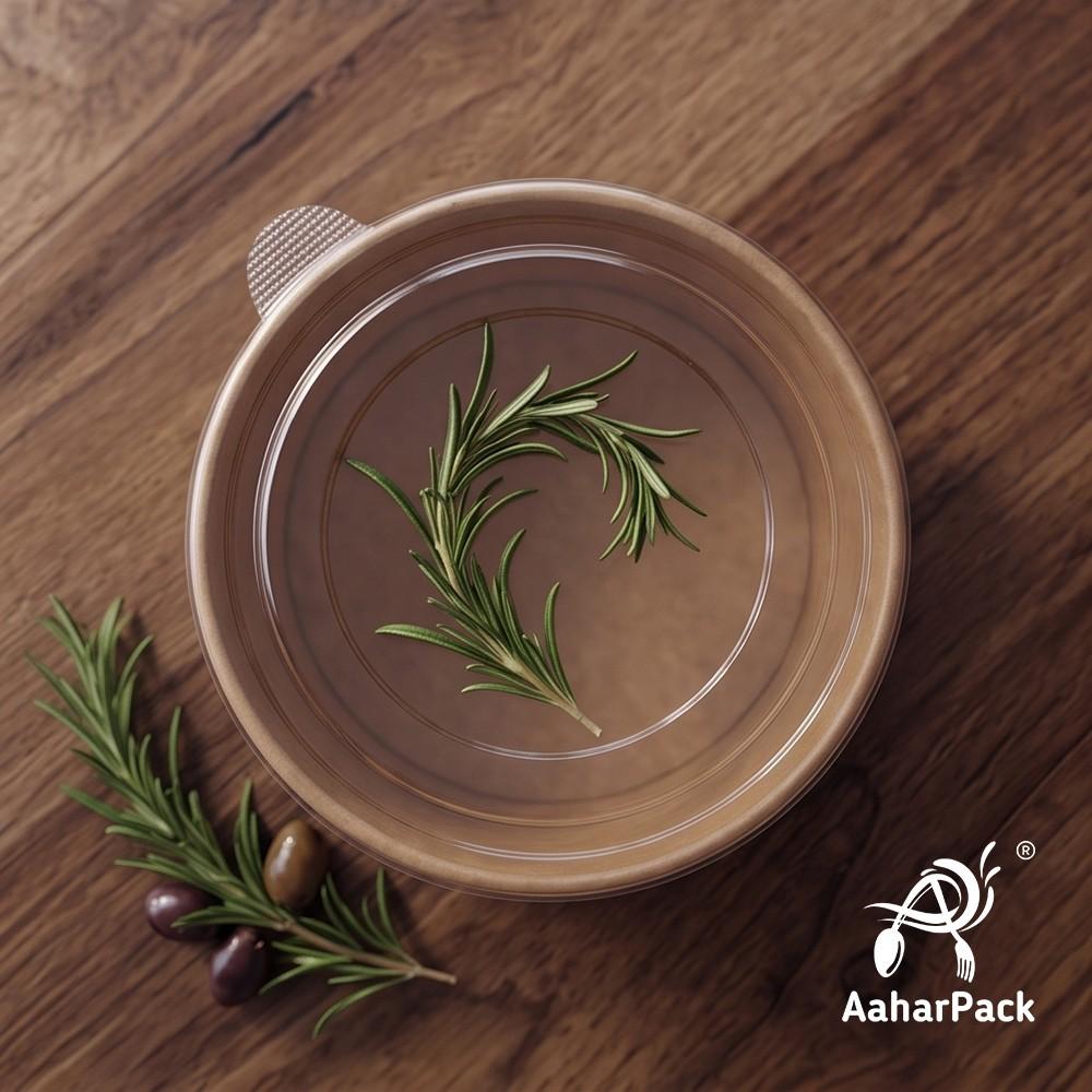 1000 ML Kraft Paper Salad Bowls with Clear PET Lids (Pack of 150) - Extra Large Disposable Brown Takeaway Food Containers | Eco-Friendly, Leak-Proof Packaging for Big Salads, Poke Bowls & Catering