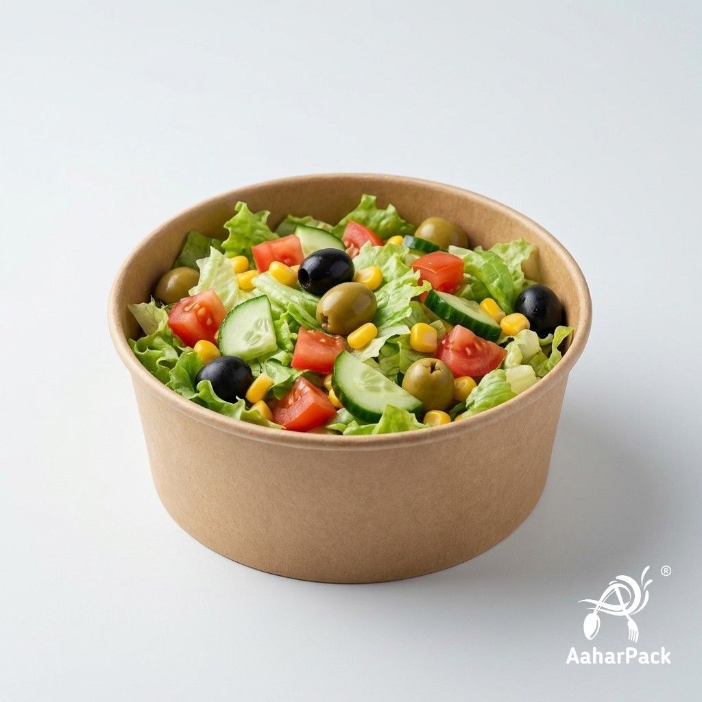 1000 ML Kraft Paper Salad Bowls Without Lid (Pack of 200) - Extra Large Brown Disposable Food Containers | Eco-Friendly, Leak-Proof & Heavy-Duty Takeaway Bowls for Catering, Big Meals & Meal Prep