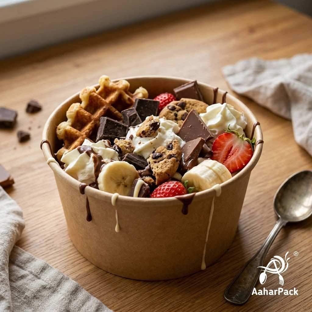 1000 ML Kraft Paper Salad Bowls Without Lid (Pack of 200) - Extra Large Brown Disposable Food Containers | Eco-Friendly, Leak-Proof & Heavy-Duty Takeaway Bowls for Catering, Big Meals & Meal Prep