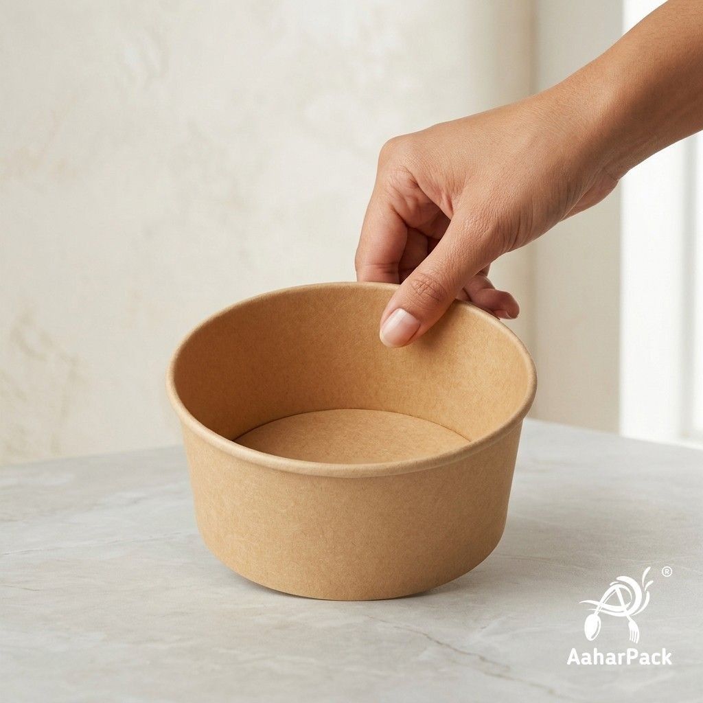 750 ML Kraft Paper Salad Bowls Without Lid (Pack of 200) - Large Brown Disposable Paper Bowls | Eco-Friendly, Leak-Proof Food Containers for Main Course Salads, Takeaway & Catering