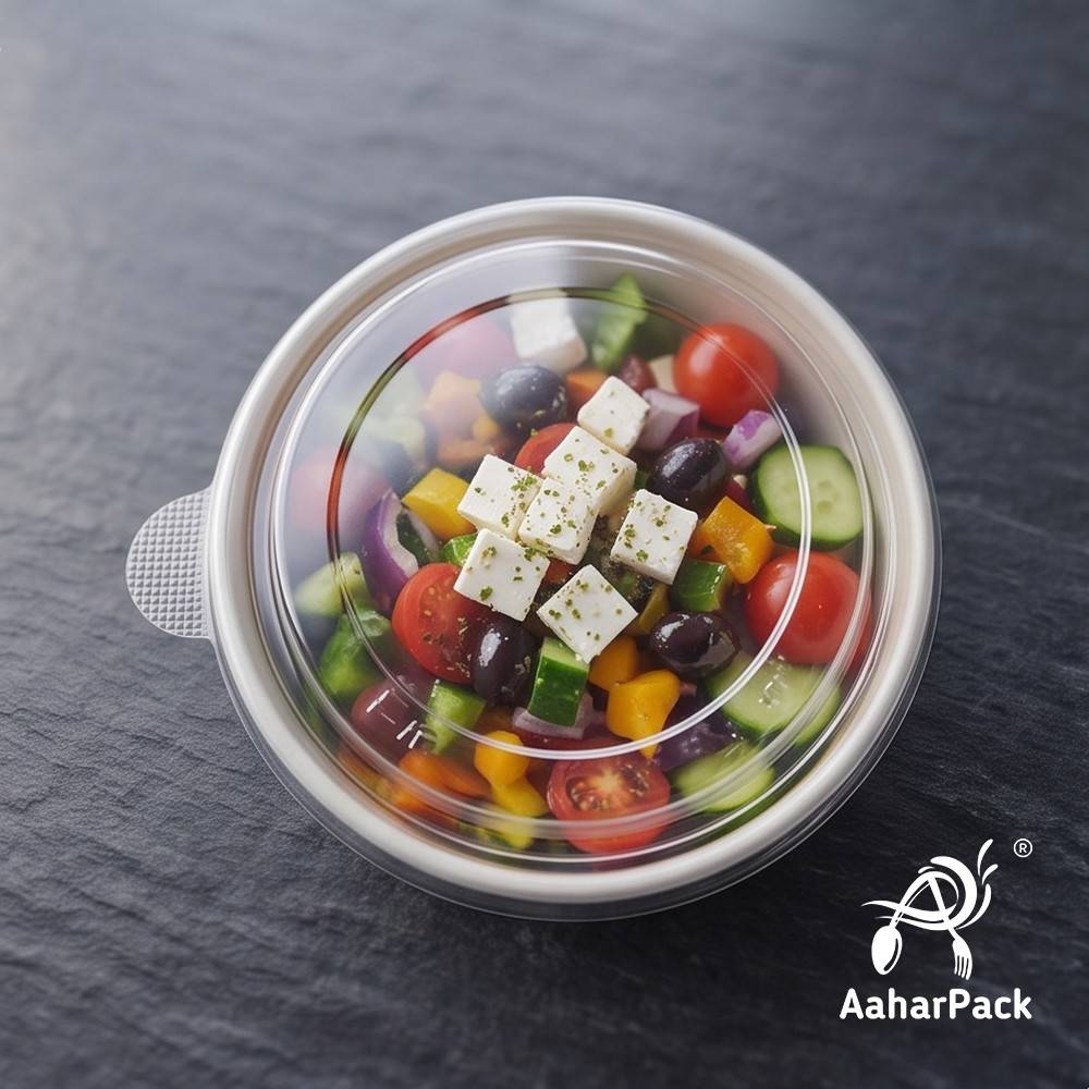 1000 ML White Paper Salad Bowls with Clear PET Lids (Pack of 150) - Extra Large Premium Disposable Food Containers | Leak-Proof Takeaway Packaging for Jumbo Salads, Poke & Deli Display