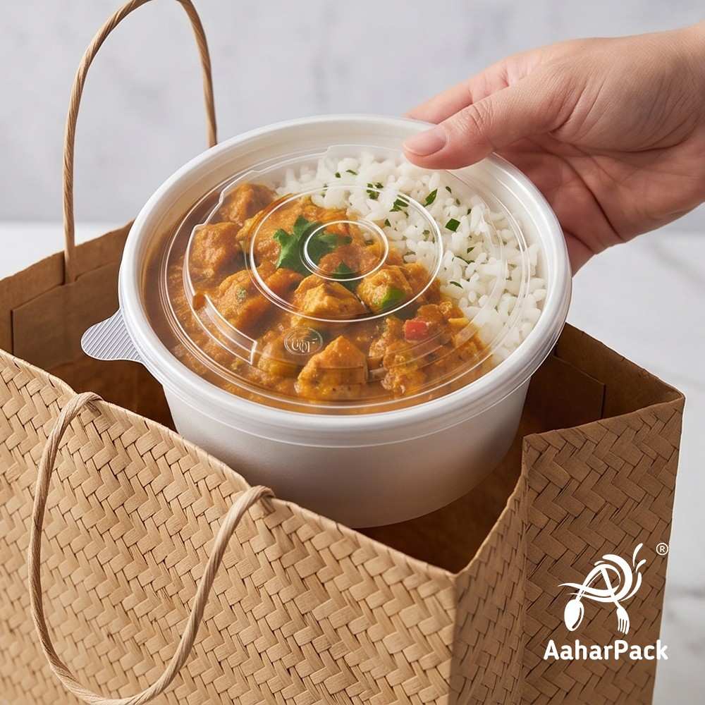 1000 ML White Paper Salad Bowls with PP Lids (Pack of 150) - Extra Large Microwave Safe Disposable Food Containers | Premium Leak-Proof Takeaway Packaging for Hot Meals, Soups & Delivery