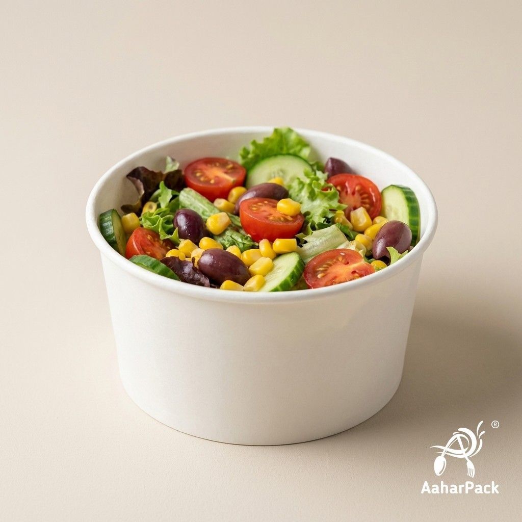1000 ML White Paper Salad Bowls Without Lid (Pack of 200) - Extra Large Premium Disposable Food Containers | Heavy-Duty, Leak-Proof Takeaway Bowls for Catering, Buffets & Big Meals