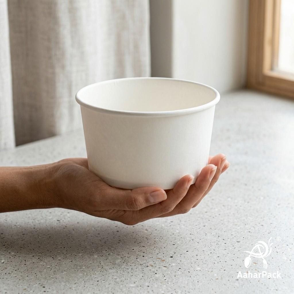 1000 ML White Paper Salad Bowls Without Lid (Pack of 200) - Extra Large Premium Disposable Food Containers | Heavy-Duty, Leak-Proof Takeaway Bowls for Catering, Buffets & Big Meals