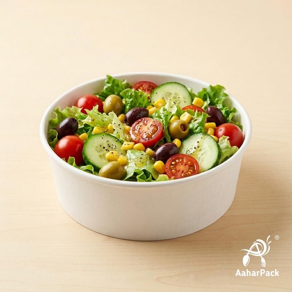 500 ML White Paper Salad Bowls Without Lid (Pack of 200) - Premium Disposable Food Containers | Eco-Friendly, Leak-Proof Takeaway Bowls for Restaurants, Food Trucks & Catering