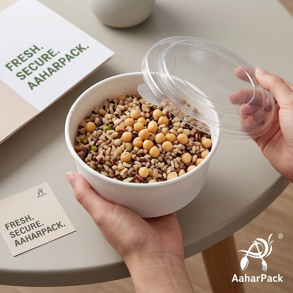 500 ML White Paper Salad Bowls with Clear PET Lids (Pack of 150) - Premium Disposable Food Containers | Leak-Proof Takeaway Packaging for Salads, Poke Bowls & Deli Display