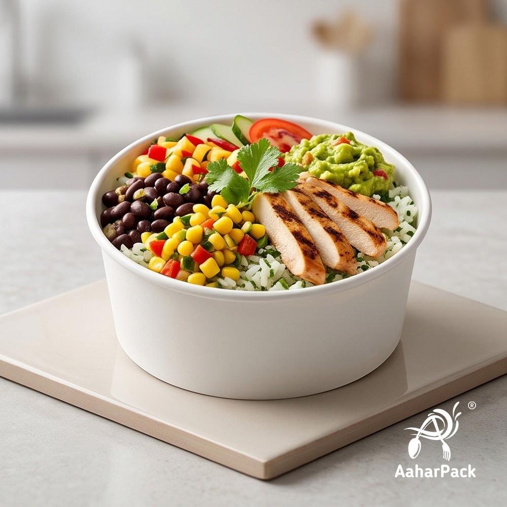 200 ML White Paper Bowls with Plastic Dome Lids (Pack of 150) - Small Disposable Paper Bowls | Premium Leak-Proof Takeaway Food Containers for Ice Cream Sundaes, Desserts & Sweet Treats
