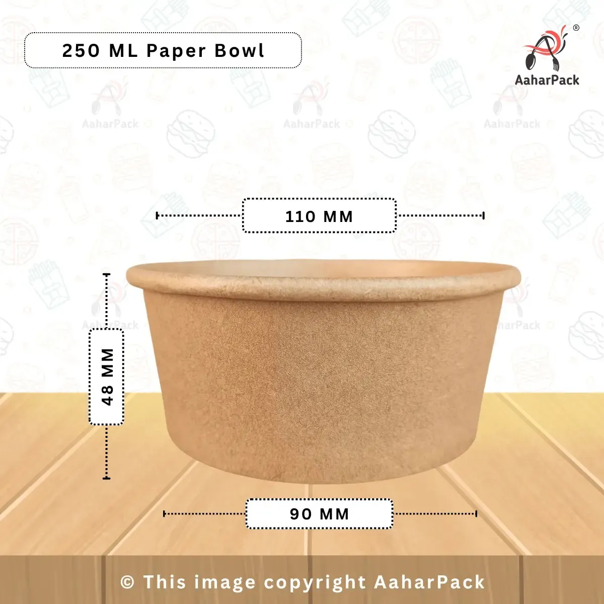 250 ML Kraft Paper Bowls with Dome Lids (Pack of 150) - Small Brown Disposable Paper Bowls | Eco-Friendly, Leak-Proof Takeaway Food Containers for Ice Cream Sundaes, Desserts & Fruit Bowls