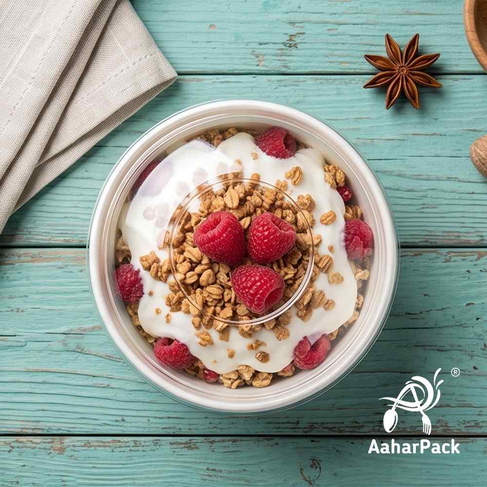 250 ML White Paper Bowls with Dome Lids (Pack of 150) - Small Disposable Paper Bowls | Premium Leak-Proof Takeaway Food Containers for Ice Cream Sundaes, Desserts & Fruit Bowls