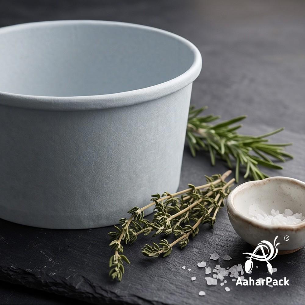 250 ML White Paper Bowls with Paper Lids (Pack of 100) - 100% Eco-Friendly Disposable Paper Bowls | Premium Leak-Proof Takeaway Food Containers for Hot Soups, Gravies & Desserts