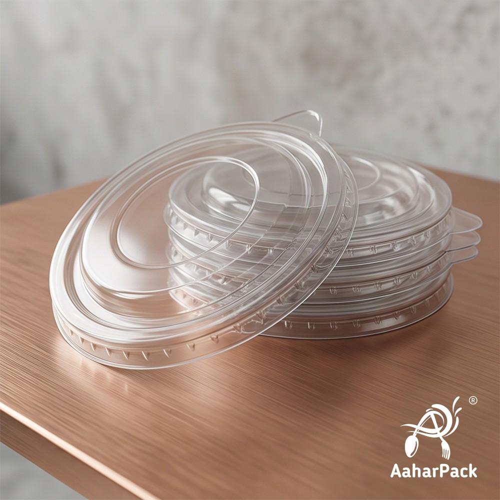 200 ML White Paper Bowls with Plastic Flat Lids (Pack of 150) - Small Disposable Paper Bowls | Premium Leak-Proof Takeaway Food Containers for Ice Cream, Desserts, Dips & Side Dishes