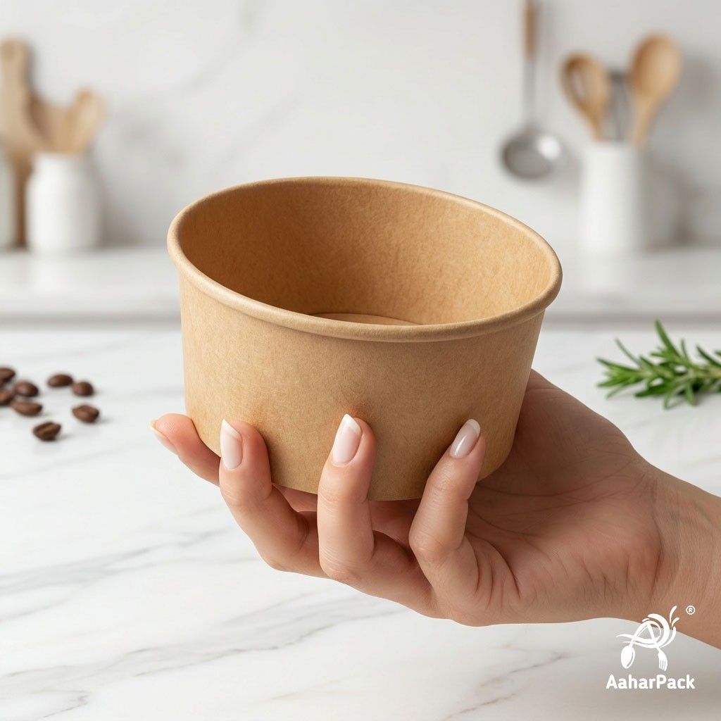 250 ML Kraft Paper Bowls Without Lid (Pack of 200) - Small Brown Disposable Paper Bowls | Eco-Friendly, Leak-Proof Food Containers for Hot Soups, Desserts, Dips & Side Dishes
