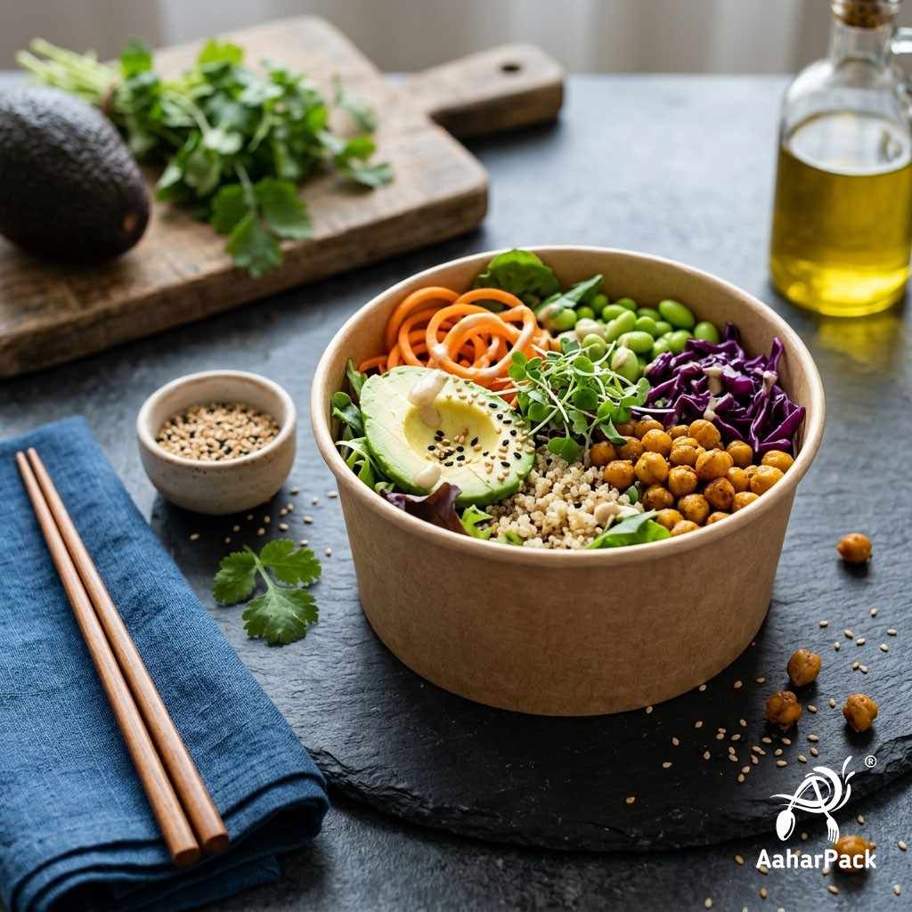 350 ML Kraft Paper Bowls Without Lid (Pack of 200) - Medium Brown Disposable Paper Bowls | Eco-Friendly, Leak-Proof Food Containers for Hot Soups, Noodles, Salads & Desserts