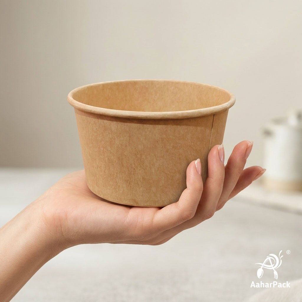 350 ML Kraft Paper Bowls Without Lid (Pack of 200) - Medium Brown Disposable Paper Bowls | Eco-Friendly, Leak-Proof Food Containers for Hot Soups, Noodles, Salads & Desserts