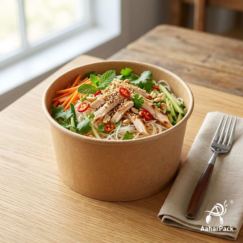 350 ML Kraft Paper Bowls Without Lid (Pack of 200) - Medium Brown Disposable Paper Bowls | Eco-Friendly, Leak-Proof Food Containers for Hot Soups, Noodles, Salads & Desserts