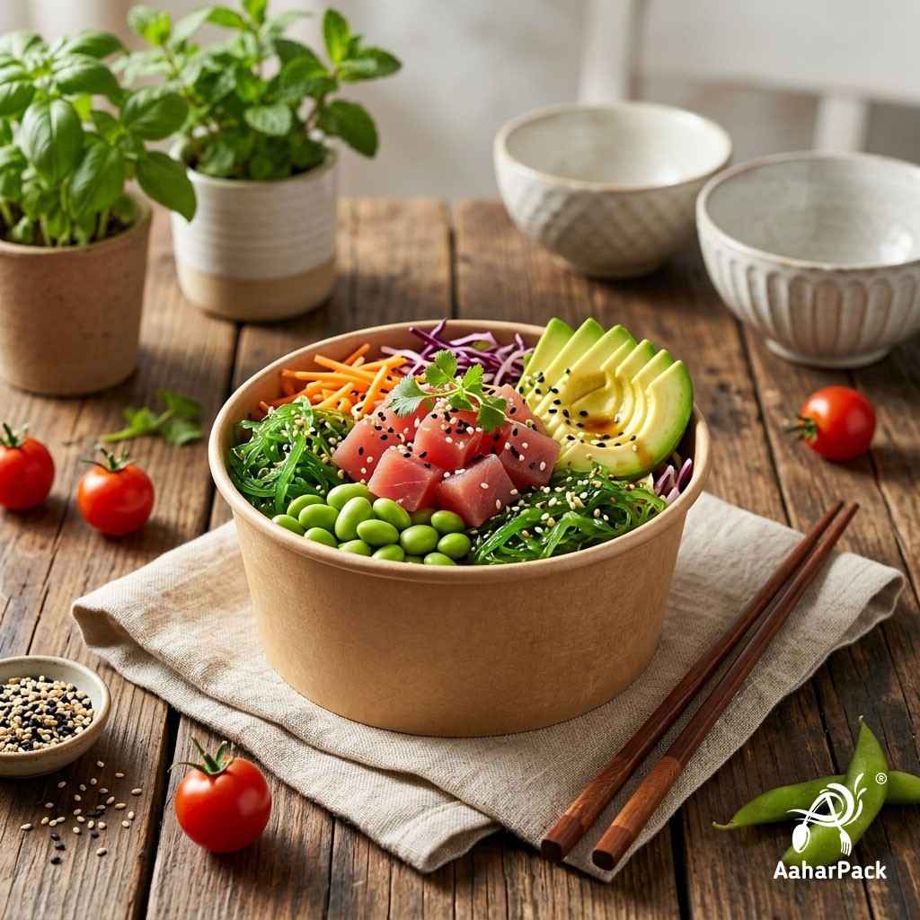 350 ML Kraft Paper Bowls Without Lid (Pack of 200) - Medium Brown Disposable Paper Bowls | Eco-Friendly, Leak-Proof Food Containers for Hot Soups, Noodles, Salads & Desserts