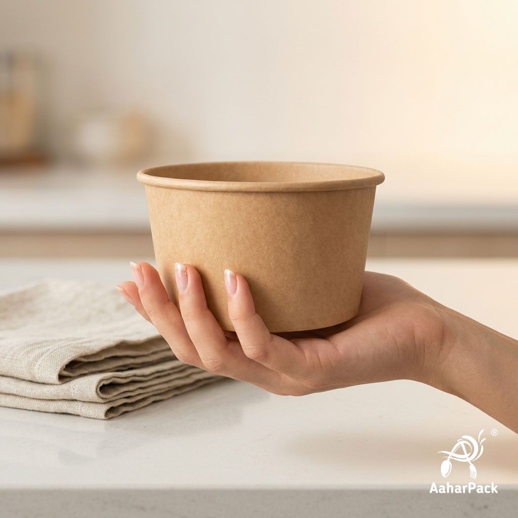 350 ML Kraft Paper Bowls Without Lid (Pack of 200) - Medium Brown Disposable Paper Bowls | Eco-Friendly, Leak-Proof Food Containers for Hot Soups, Noodles, Salads & Desserts
