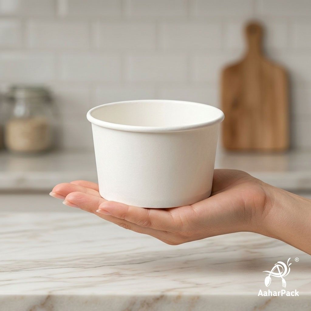 350 ML White Paper Bowls Without Lid (Pack of 200) - Medium Disposable Paper Bowls | Premium Leak-Proof Food Containers for Hot Soups, Noodles, Ice Cream & Salads