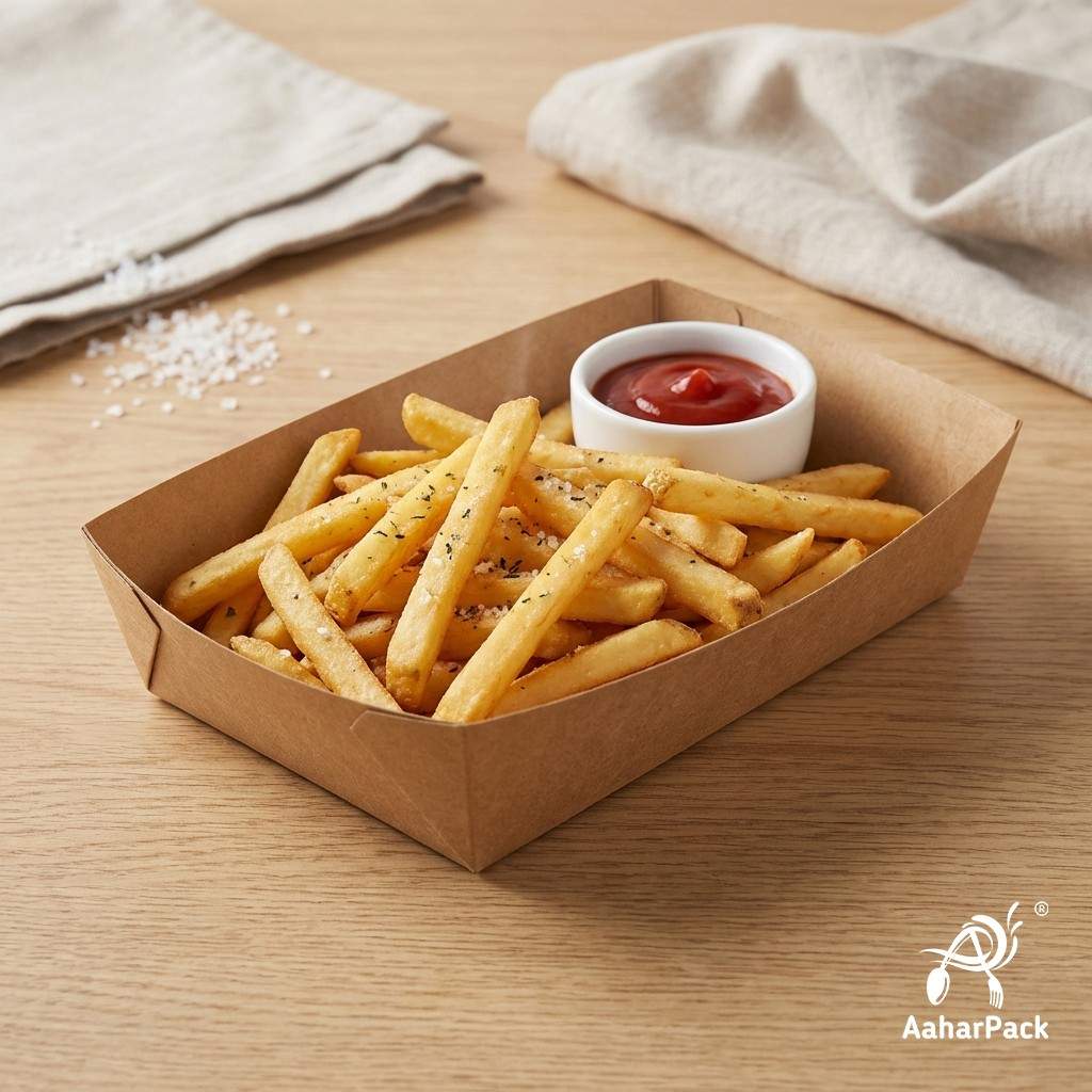 1000 ML Kraft Boat Paper Tray – Large Eco-Friendly Disposable Tray for Meals & Takeaway (Pack of 200 Pcs)