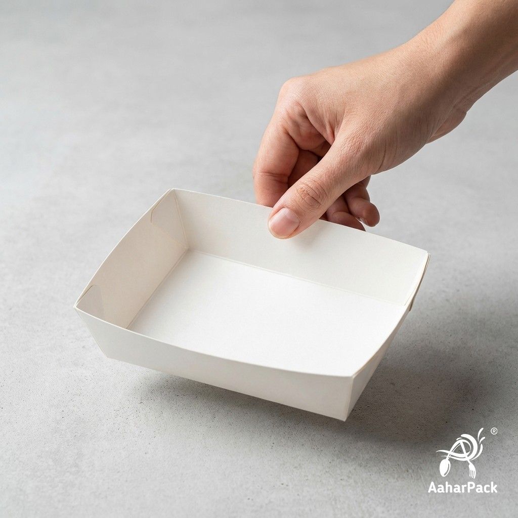 1000 ML White Paper Trays (Pack of 200) - Extra Large Open Food Boats | Disposable Serving Trays for Jumbo Fries & Combo Meals