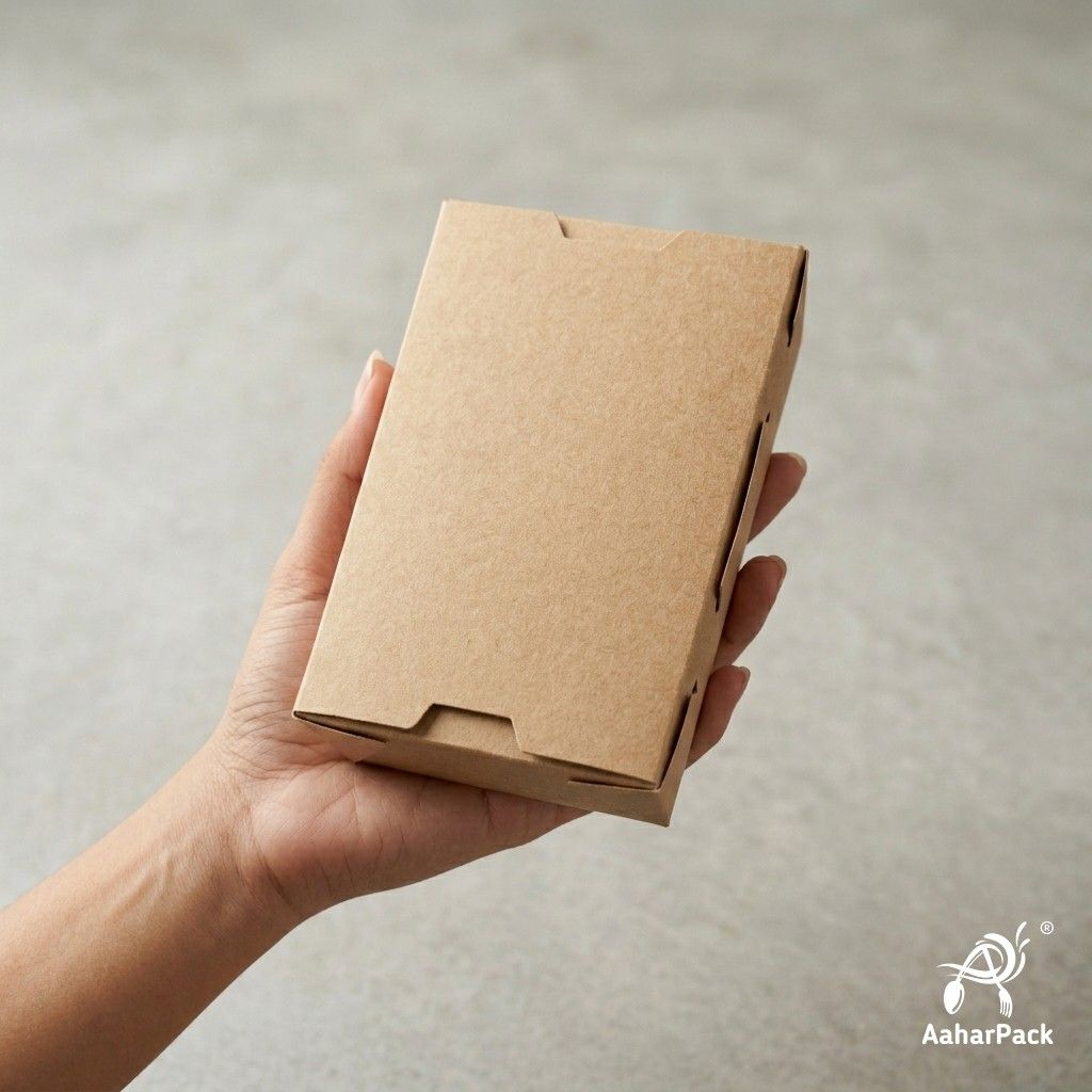 500 ML Kraft Paper Food Box (Pack of 150) - Leak-Proof Disposable Food Containers for Takeaway
