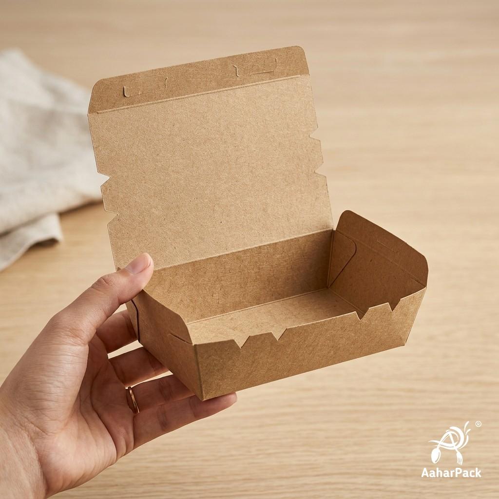 500 ML Kraft Paper Food Box (Pack of 150) - Leak-Proof Disposable Food Containers for Takeaway