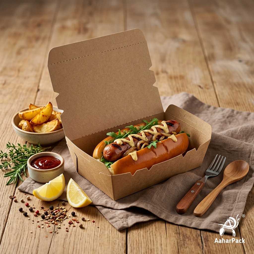 500 ML Kraft Paper Food Box (Pack of 150) - Leak-Proof Disposable Food Containers for Takeaway